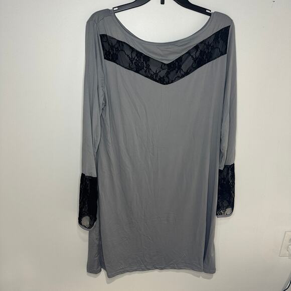 NEW! Gray and Black Lace Women's Nightgown Sleep Pajama Dress Sz XL Extra Large - Picture 1 of 6